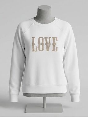 Zadig & Voltaire White Upper Love Strass Studded Sweatshirt Women's Small EUC